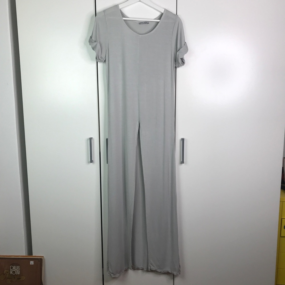 Long light grey shirt